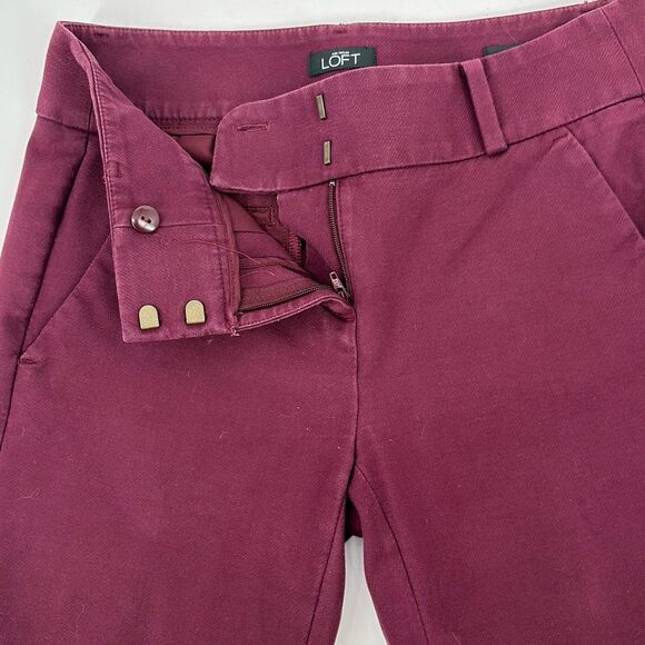Ann Taylor Loft Marisa Skinny Cropped Stretch Pants Burgundy 0 - Picture 4 of 11